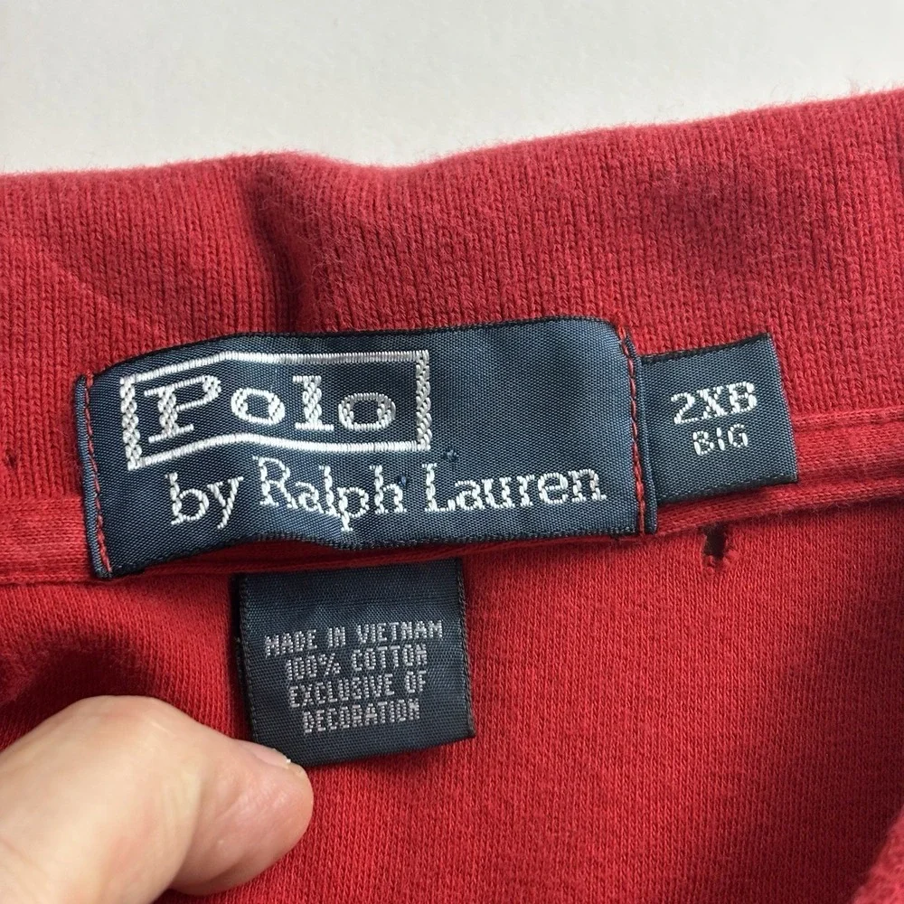 Polo Ralph Lauren Classic Fit‎ Cotton Solid Red Polo Shirt Men's Size 2XB
